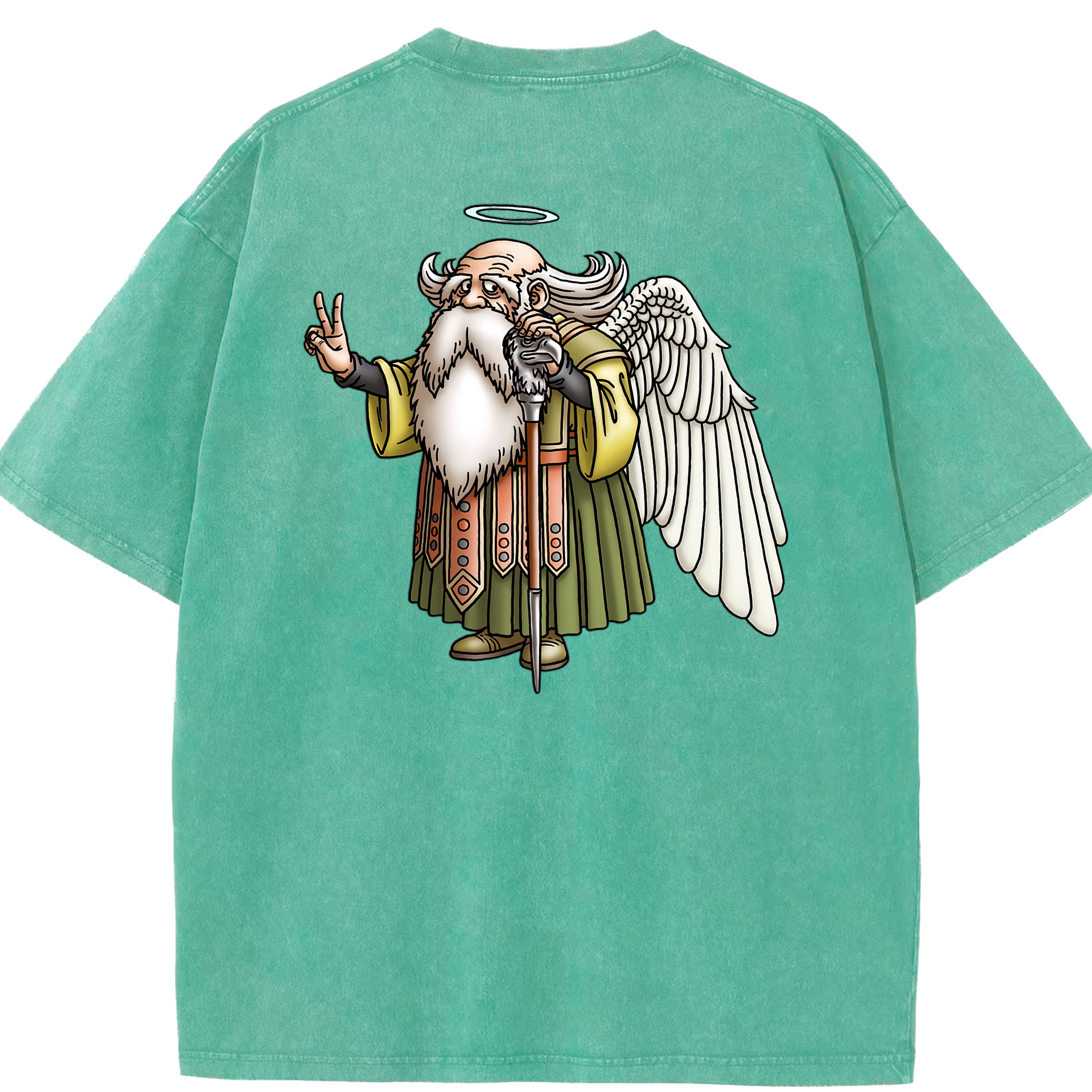（画像用） ドラゴンクエスト Doragon Kuesuto Dragon Quest 綿100% ヴィンテージ風 半袖Tシャツ（背面プリント）
